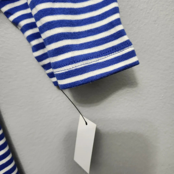 Talbots women's new long sleeve tee size XL stripped blue and white - Picture 4 of 5